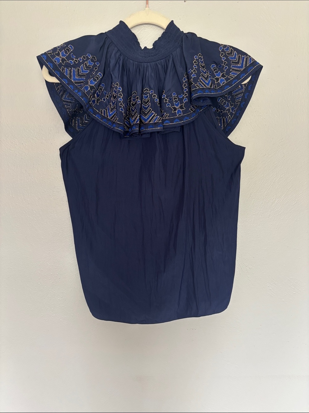 New Ramy Brook Ruffle Embroidered Top - Picture 3 of 3